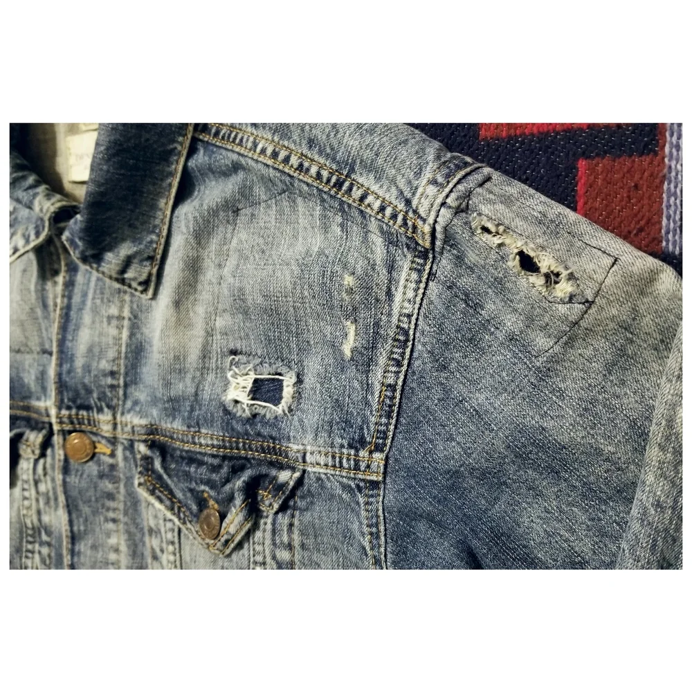 RALPH LAUREN D & S DISTRESSED/ REPAIRED DENIM JACKET- WOMEN'S SIZE SMALL - Picture 10 of 12